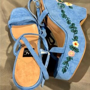 Zac Posen Blue Floral Platform Sandals